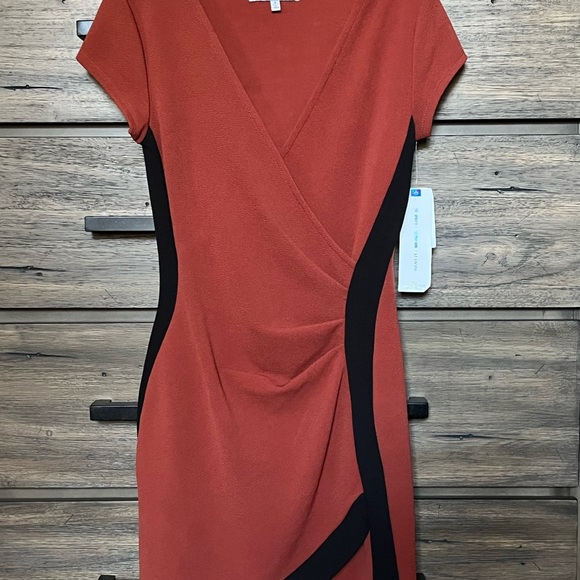 Almost Famous Wrap Me Up Mini Dress-Rust - Picture 9 of 10